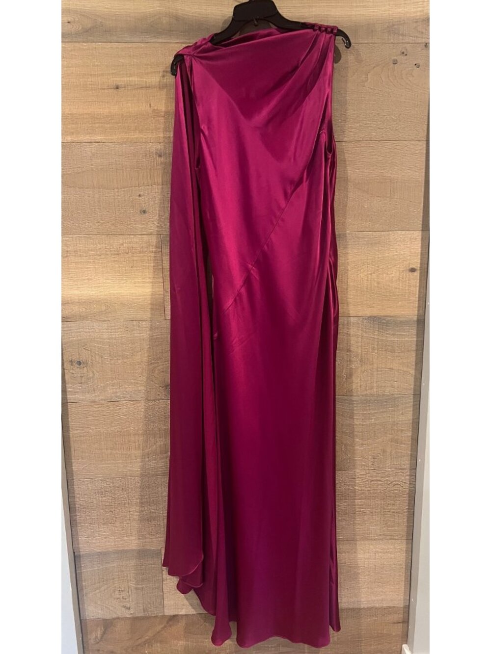 NWT Acler Ropley Drape Bias Cut fuchsia  Satin Maxi Cocktail Dress size US 10 - Picture 4 of 14